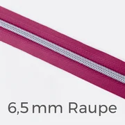 Reißverschluss Meterware Metallisiert Silber 6,5mm Fuchsia D258