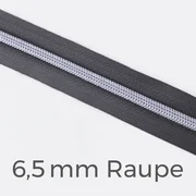 Reißverschluss Meterware Metallisiert Silber 6,5mm Dunkelgrau D306