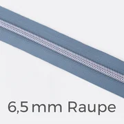 Reißverschluss Meterware Metallisiert Silber 6,5mm Pastellblau D339