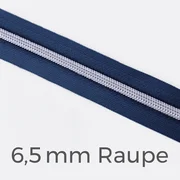 Reißverschluss Meterware Metallisiert Silber 6,5mm Marine D040