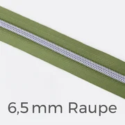 Reißverschluss Meterware Metallisiert Silber 6,5mm Oliv D887
