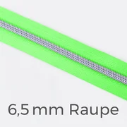 Reißverschluss Meterware Metallisiert Silber 6,5mm Neongrün PT802