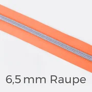 Reißverschluss Meterware Metallisiert Silber 6,5mm Neonorange PT805
