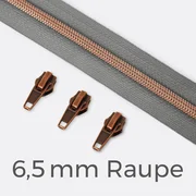 Reißverschluss Metallisiert Kupfer 6,5mm Mausgrau B24