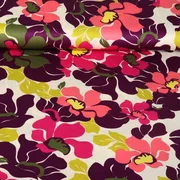  Baumwollsatin Blüten Aubergine