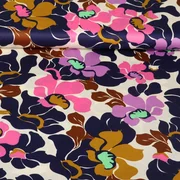  Baumwollsatin Blüten Navy