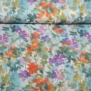  Viskose Satin  Digitaldruck Blumen Grün