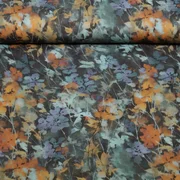  Viskose Satin  Digitaldruck Blumen Schwarz