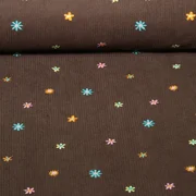 Babycord Bestickt Blüten Dunkelbraun