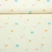 Babycord Bestickt Blüten Wollweiß
