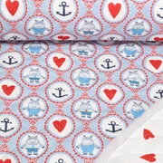 Babystepp Doubleface Hippo und Herzen Blau Rot