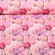 Bambus Viskosejersey  Digitaldruck Tulpen Rosa