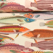 Baumwoll-Canvas Hugo & Hilda Fische Ecru Multicolor
