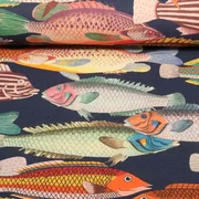 Baumwoll-Canvas Hugo & Hilda Fische Navy Multicolor