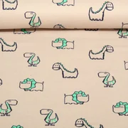 Baumwoll Flanell Dinos Beige