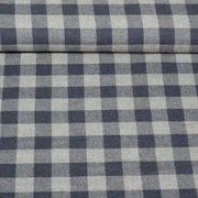 Baumwoll Flanell Großes Karo Grau Blau
