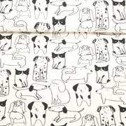 Baumwoll Flanell Hunde Weiß