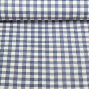 Baumwoll Flanell Kariert Ecru Blau