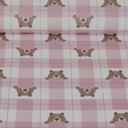 Baumwoll Flanell Karo Bären Altrosa