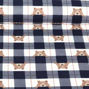 Baumwoll Flanell Karo Bären Navy
