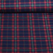 Baumwoll Flanell Karo Navy Rot