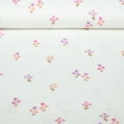 Baumwoll Flanell Kleine Blumen Ecru
