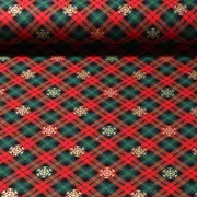 Baumwoll Flanell Schneekristalle Rot