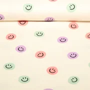 Baumwoll Flanell Smileys Ecru Lila
