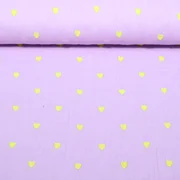 Baumwoll-Musselin Double Gauze Herzen Neon Bestickt Flieder