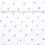 Baumwoll-Musselin Double Gauze Herzen Neon Bestickt Weiß