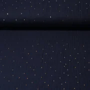 Baumwoll Musselin Goldene Striche Navy