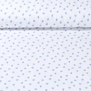 Baumwoll Musselin Tulpen Offweiß Jeansblau
