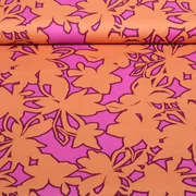 Baumwoll-Popeline Blumen Abstrakt Pink Orange