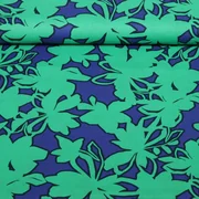 Baumwoll-Popeline Blumen Abstrakt Royalblau Grün