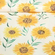 Baumwoll Popeline Sonnenblumen Weiß