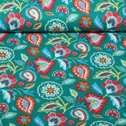 Baumwolle Webware Blumen Boho Smaragdgrün