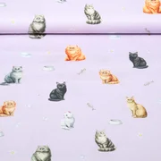 Baumwoll Webware Katzen Lila