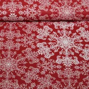 Baumwoll-Webware Eiskristalle Rot