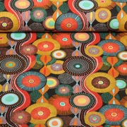 Baumwoll Webware Mandalas Schwarz Ocker