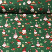 Baumwoll-Webware Wichtelweihnacht Grün