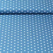 Baumwolle Popeline Sterne Blau Weiß