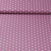 Baumwolle Popeline Sterne Mauve Weiß