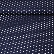 Baumwolle Popeline Sterne Navy Weiß