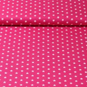 Baumwolle Popeline Sterne Pink Weiß