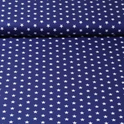 Baumwolle Popeline Sterne Royalblau Weiß