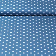 Baumwolle Popeline große Punkte Blau Weiß