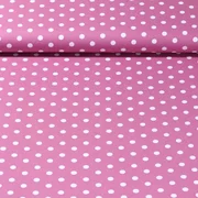 Baumwolle Popeline große Punkte Mauve Weiß