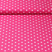Baumwolle Popeline große Punkte Pink Weiß