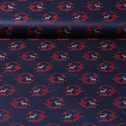 Baumwolle Trachtenstoff Blumenhirsche Navy