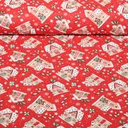 Baumwolle Webware Lebkuchenhäuser Xmas Rot